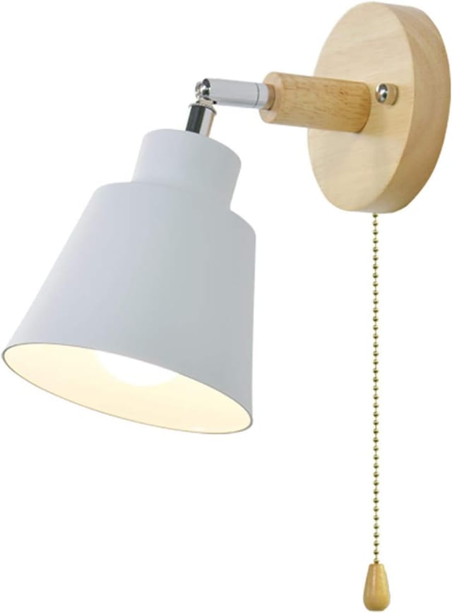 Vtizikl Lampe Murale Bois Interieur Avec Interrupteur, Applique Murale Aluminium Rotatif Pour Bar, Chambre À Coucher, Cuisine, Restaurant, Café, Couloir, E27,blanc