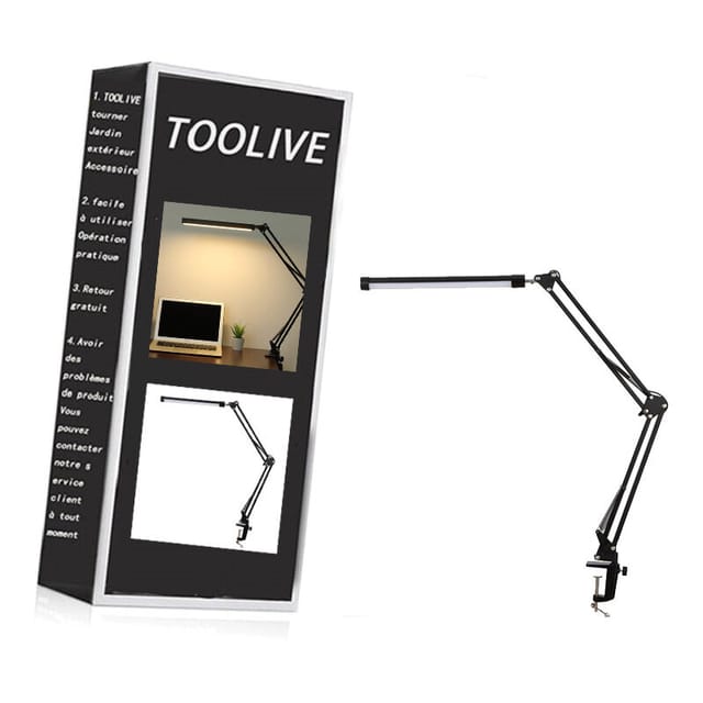 LED-Schreibtischlampe, 14 w, faltbare Architekten-Tischlampe mit Klemme, 10 Helligkeitsstufen x 3 Farbmodi, verstellbare Tischlampe, Augenschutz, 5