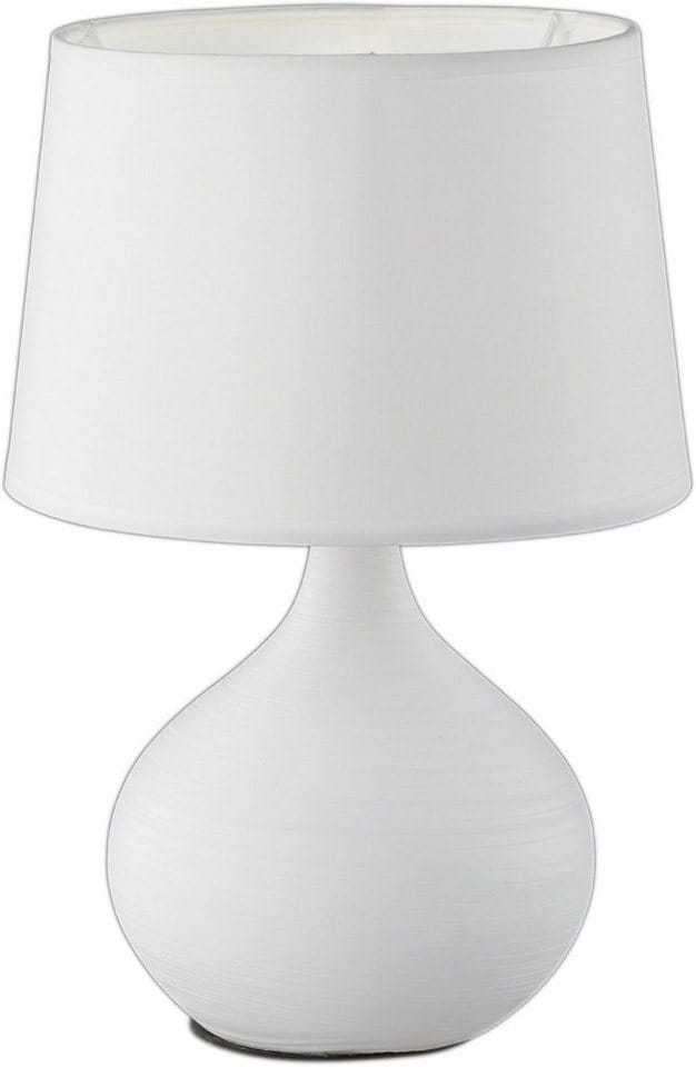 Tischleuchte martin Keramik mit Stoff Lampenschirm Weiß, Höhe 29cm