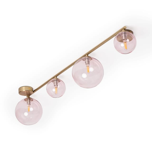 Efectoled - Deckenleuchte aus Metall und Glas Moonlight Brass 4 Spots Rosa