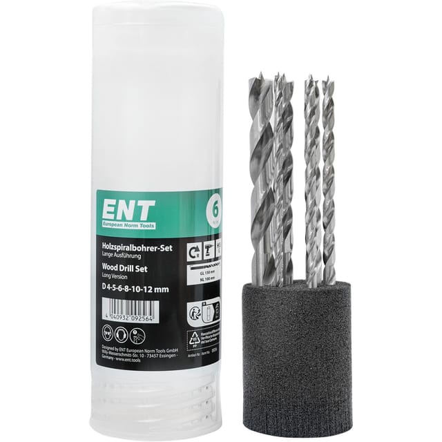 Ent European Norm Tools - ent Holzspiralbohrer-Kassette hss-g Bohrer ø 4-12 mm 6-teilig
