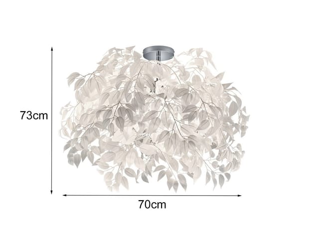 Große led Deckenleuchte mit Blätter Lampenschirm Weiß ø 70cm