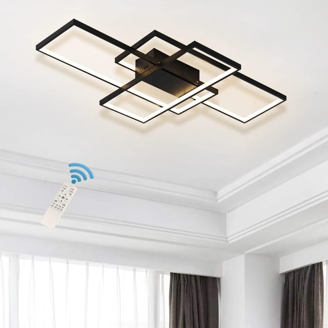 Dimmbare Deckenleuchte,3 Quadrate Moderne Led Deckenleuchten Mit Fernbedienung,kreatives Design 50w Acryl Unterputz Deckenlampe Kronleuchter Leuchte Für Wohnzimmer Esszimmer Schlafzimmer - Ganeed