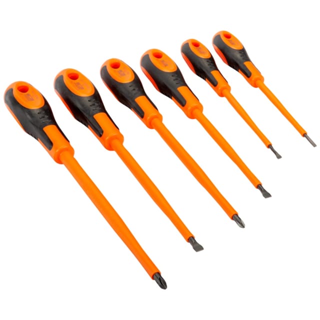 Schraubendreher-Satz mit 2-Komponenten-Griff für Schlitz-, PH1- und PH2-Phillips-Schrauben, 3-6,5 mm - 6-tlg. - Bahco