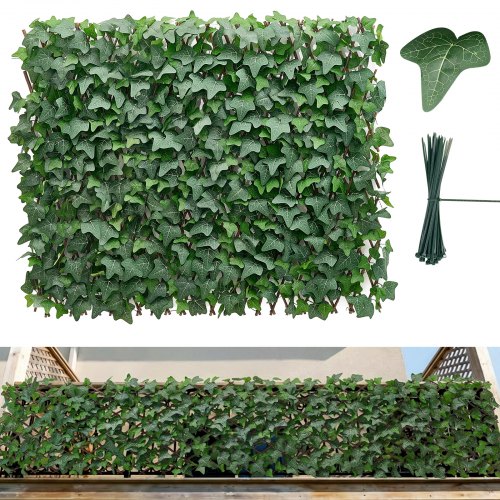 Künstliche Hecke 63,5x320 Cm, Pflanzenwand, Ausziehbarer Sichtschutz, Efeu-sichtschutzzaun, Windschutz, Heckenzaun, Kunstpflanzen Balkonverkleidung Für Hochzeiten, Außengärten, Hinterhöfe