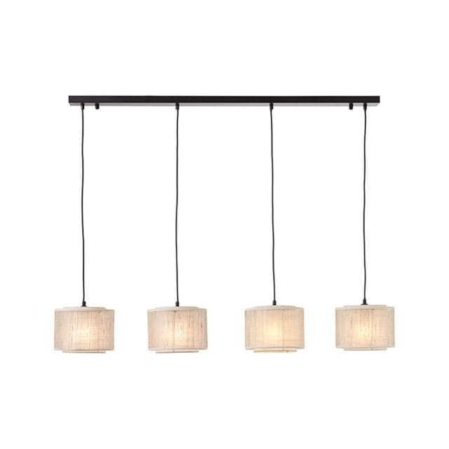 BRILLIANT Odar Pendelleuchte 4flg schwarz/beige 4x A60, E27, 42W, geeignet für Normallampen (nicht enthalten)