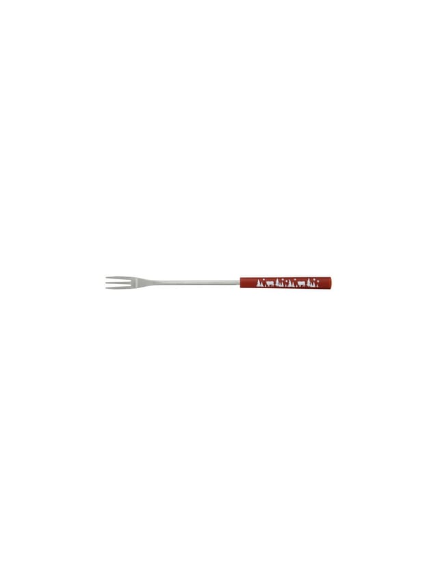 Fondue-Set Rot Edelstahl mit sechs Gabeln