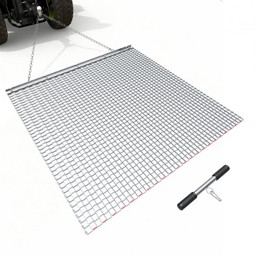 Schleppegge, 122x122 Cm, Wiesenegge, Wiesenschleppe, Feldegge Aus Verzinktem Stahl Mit Anhängekette, Anbaugerät Für Atvs, Utvs & Traktoren Zum Einebnen Von Schotterwegen, Fahrspuren & Feldern