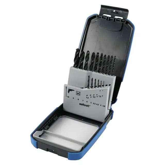 Wolfcraft Metallbohrer-Set HSS rollgewalzt Ø 1 - 10 mm 16-teilig Rundschaft Metallbohrer