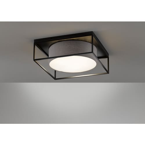 Fischer&honsel - Deckenleuchte carre eckig groß mit Leinen Stoffschirm Grau, Quadrat 50cm