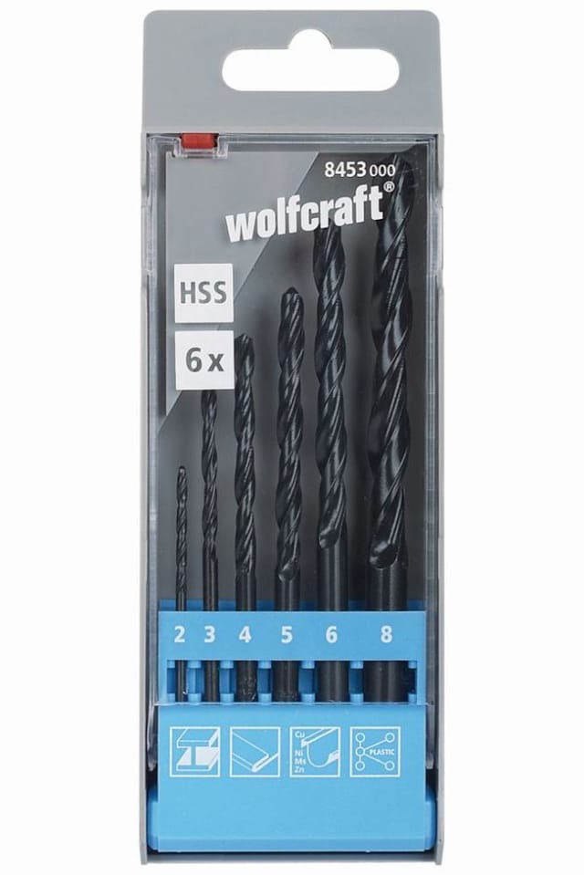 Wolfcraft - Metallbohrer-Set hss rollgewalzt ø 2 - 8 mm 6-teilig Rundschaft Bohrersets