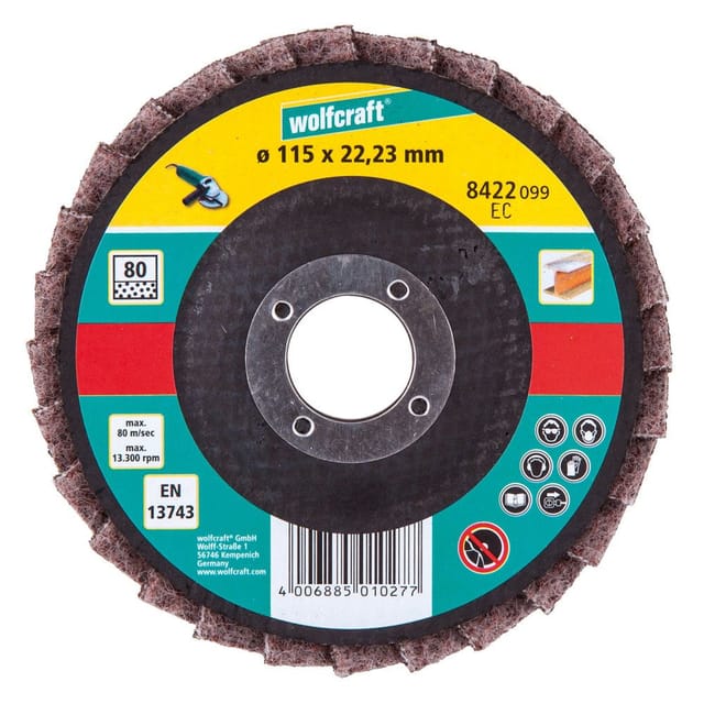 Wolfcraft - Schleiflamellenteller ø 115 x 22,23 mm Vlies grob Schleiflamellentelle
