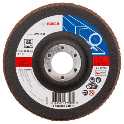 Bosch Fächerschleifscheibe Expert for Metal 125 22,23 80 gerade Glasgewebeteller - 2608607355