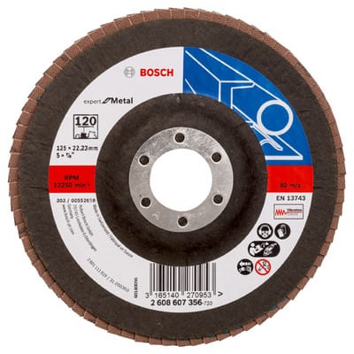 Bosch - Fächerschleifscheibe Expert for Metal 125 22,23 120 gerade Glasgewebeteller - 2608607356