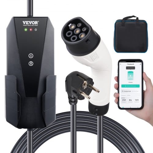Mophorn - Vevor Tragbares Ev-ladegerät 3,68 Kw Ladegerät Für Elektrofahrzeuge Ev-ladekabel Typ 2(iec62196) Cee 7/7 Stecker 8-16a 1-phasig Ev-ladestation 8,6m Kabellänge Ip66 Wasserdicht Wallbox