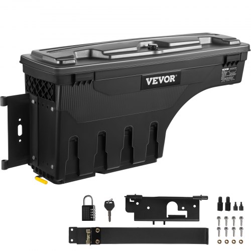 Vevor Lkw-bett Staukasten, Abschließbarer Deckel, Wasserdichter Abs-radkasten Werkzeugkasten 6,6 Gal / 20 L Mit Passwort-vorhängeschloss, Kompatibel Mit Dodge Ram 1500 2019-2021, Fahrerseite, Schwarz