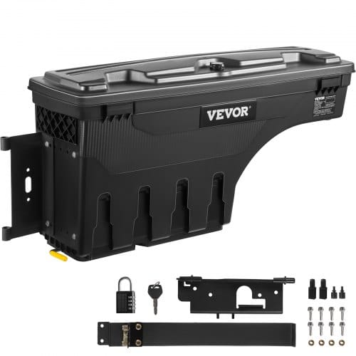 Vevor Lkw-bett Staukasten, Abschließbarer Deckel, Wasserdichter Abs-radkasten Werkzeugkasten 6,6 Gal / 20 L Mit Passwort-vorhängeschloss, Kompatibel Mit Dodge Ram 1500 2019-2021, Fahrerseite, Schwarz