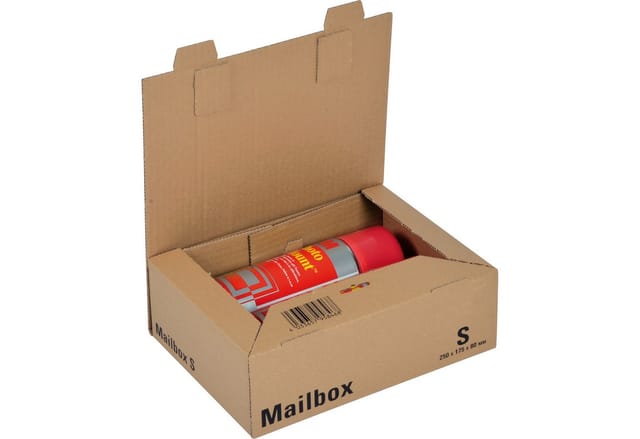Versandkarton ® Mailbox S Innenmaße: 25 x 8 x 17,5 cm (B x H x T) Außenmaße: 25,9 x 8,5 x 19 cm (B x H x T) Wellpappe 1-wellig braun