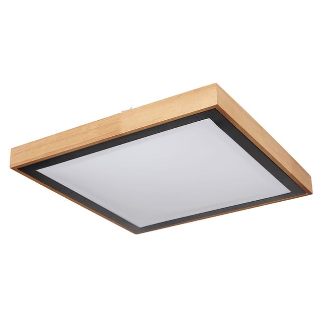 Globo - Deckenleuchte cct Deckenlampe Schlafzimmer Landhausstil Holzleuchte, Holzoptik braun Metall schwarz opal, 1x led 24W 1020Lm 3000K, 4500K,