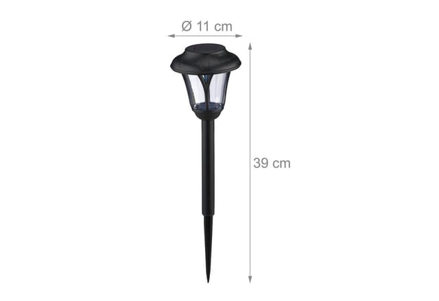 Relaxdays - Solarlampen 5er Set, led Solarlicht mit Erdspieß, HxD: 39 x 11 cm, moderne Gartenbeleuchtung, draußen, schwarz