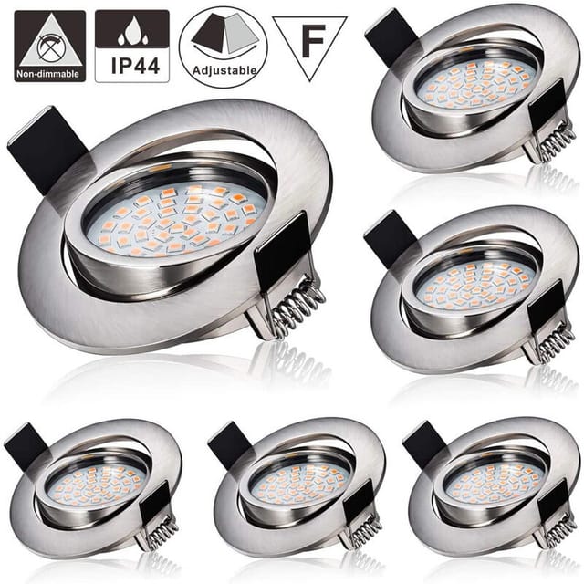 Memkey - 6 x 5 w, kompletter LED-Einbaustrahler, 3000 k warmweiß, entspricht 45 w Halogenlampe, 230 v, fester Deckenstrahler, 55 mm Bohrung