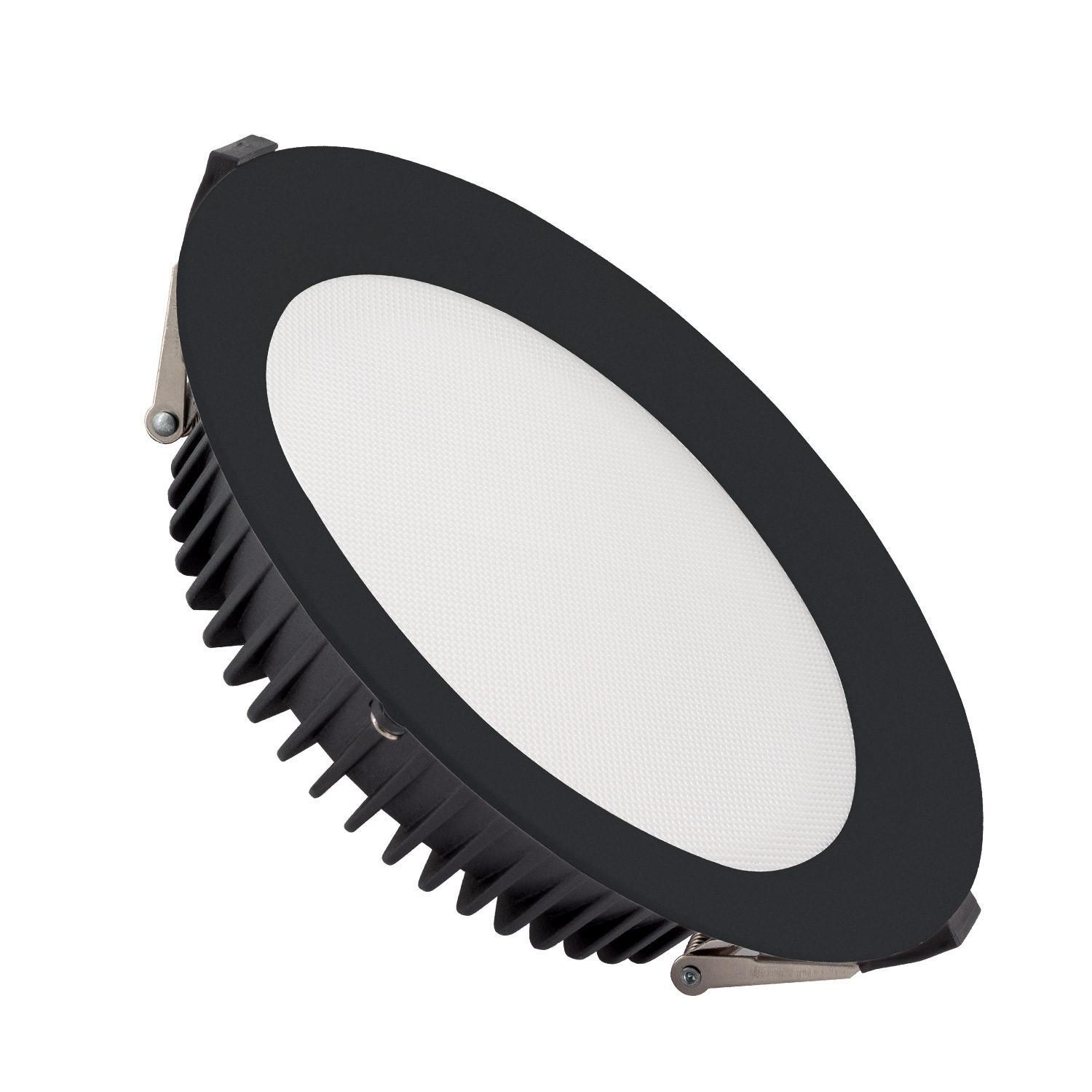 Led Downlight Einbaustrahler 40w Rund Aero 130 Lm/w Mikroprismatisch Ausschnitt Ø 200 Mm Schwarz 2700k - 3000k - 4000k Wählbar (warm-neutral)