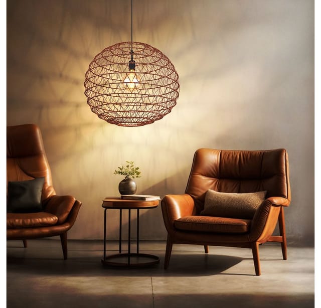 Pendelleuchte Hängelampe Deckenleuchte Deckenlampe Esszimmerleuchte Küchenlampe, Metall Papier schwarz dunkelbraun, 1x E27, h 120 cm