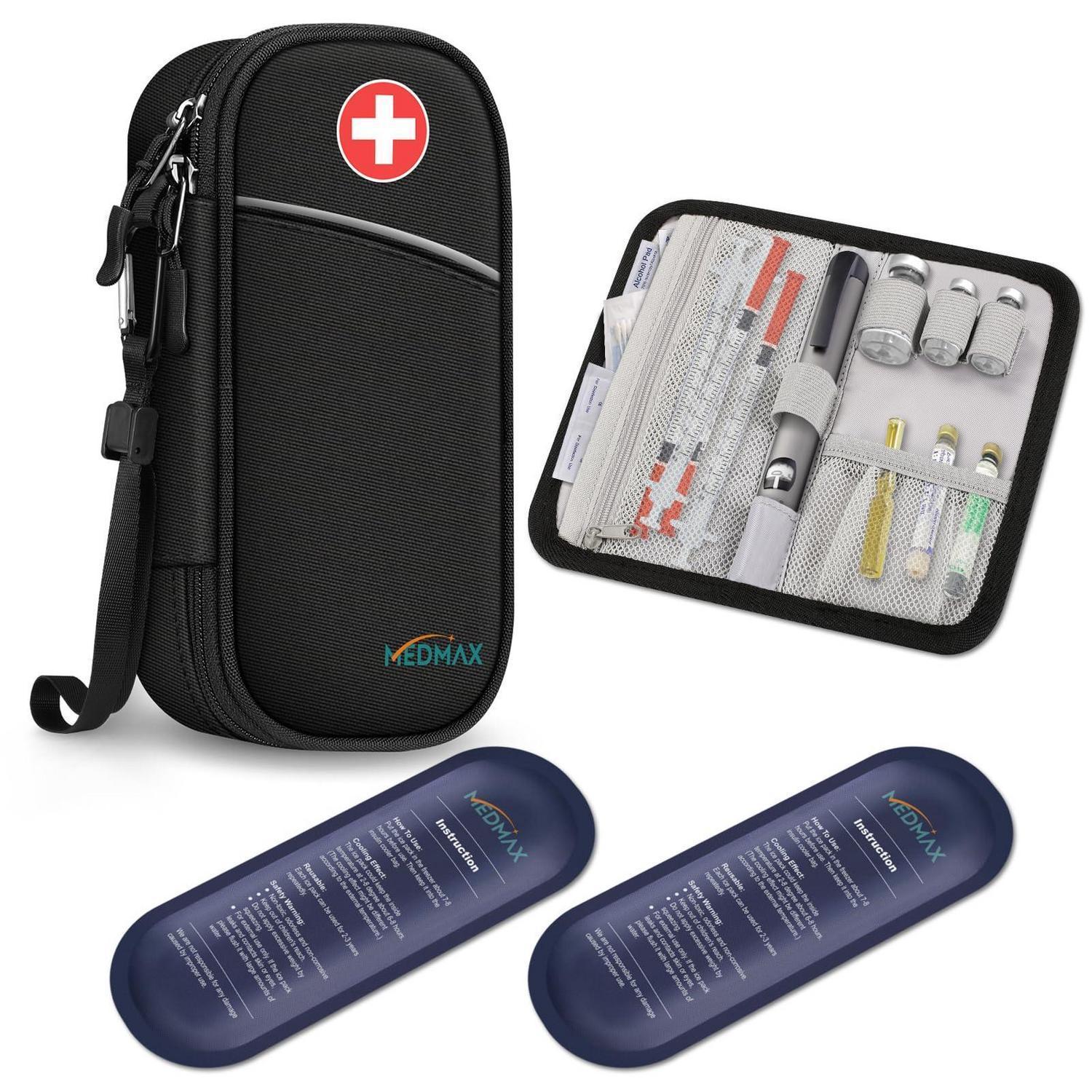 Kühltasche Für Insulin Mit 2 Kühlakkus, Isolierte Medikamententasche, Wasserabweisend, Organizer Für Diabetikerbedarf