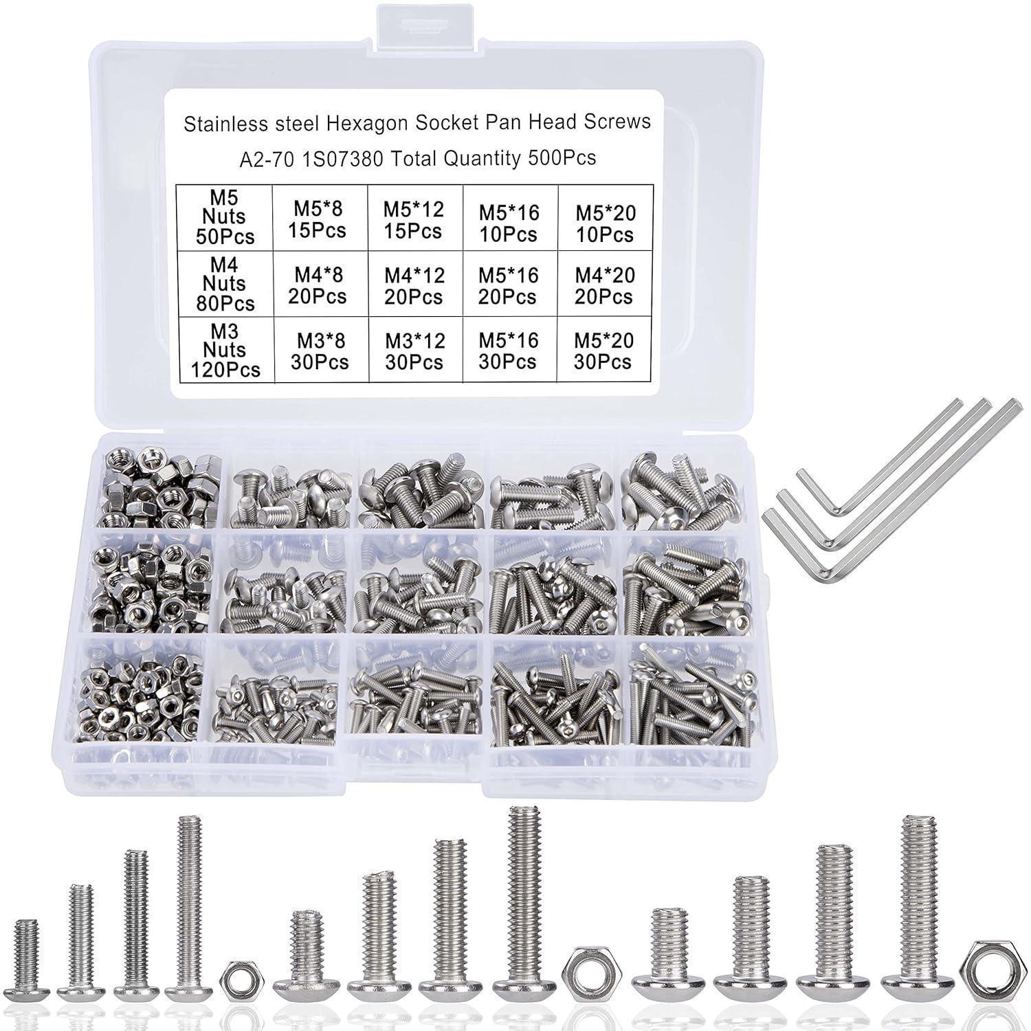 Schrauben Und Muttern Set M3 M4 M5 Edelstahl Sechskant 500tlg Mit Box
