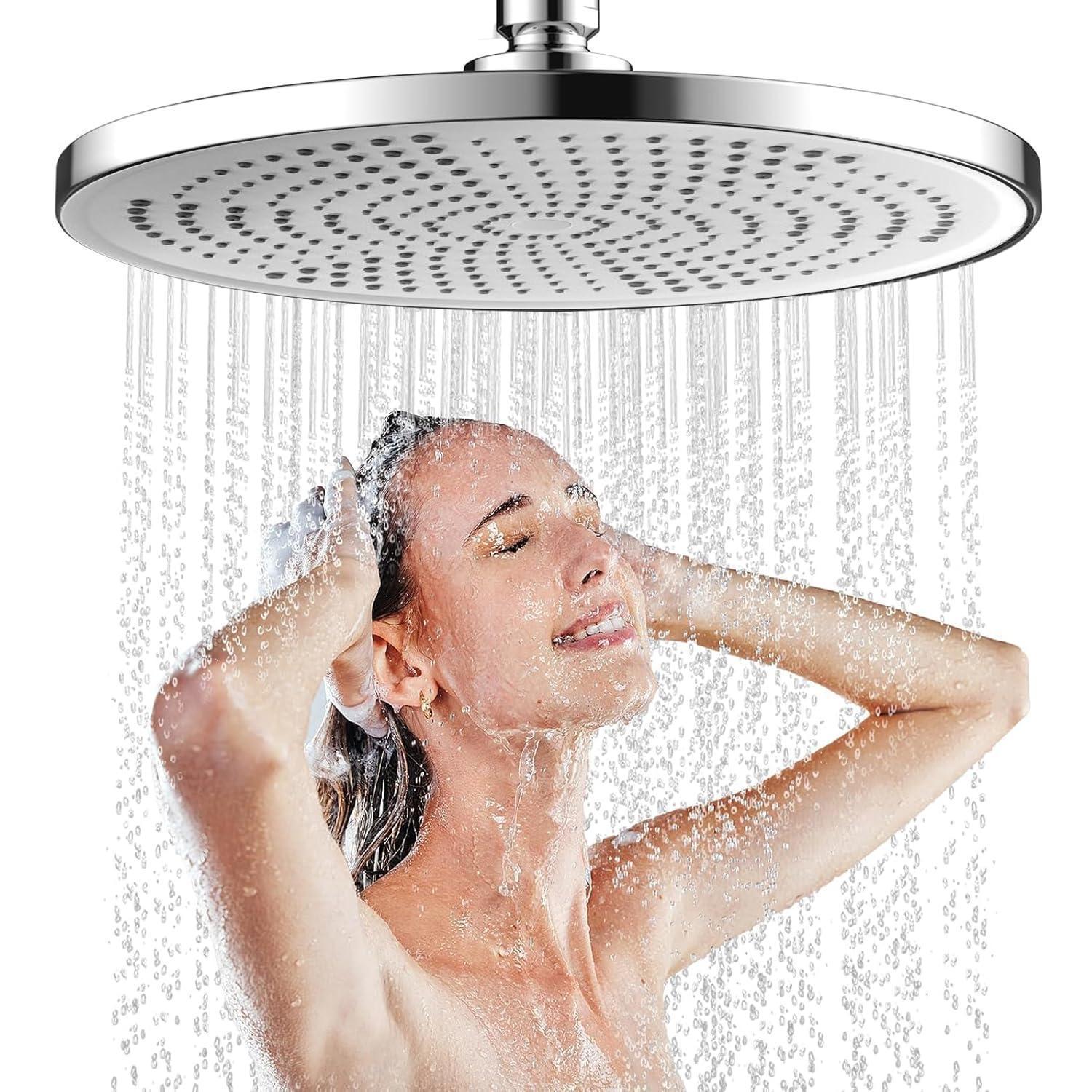 Regendusche 25cm, 360° Verstellbar, Hochdruck, Wassersparend, Selbstreinigend, Silber