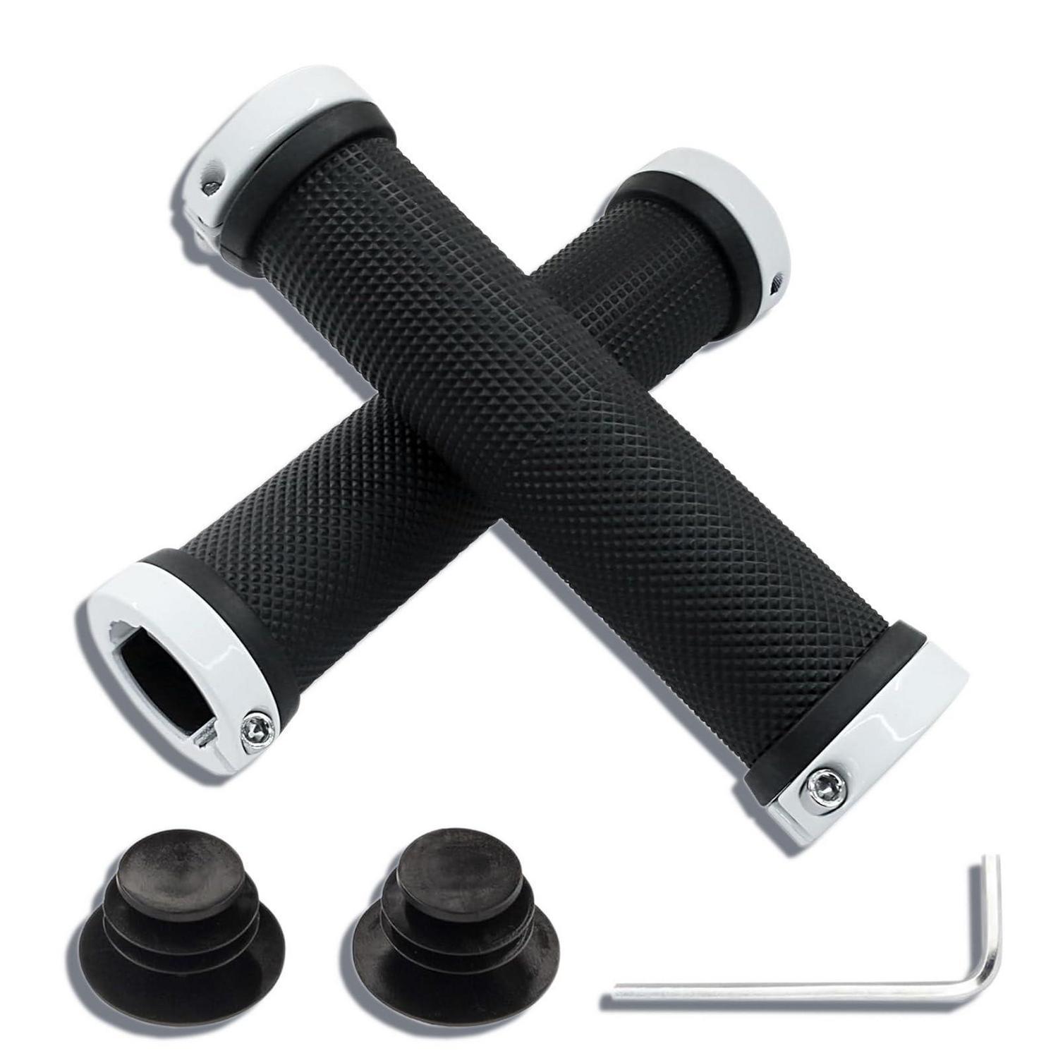 Fahrradgriffe Mtb Mit Aluminium Lock, Rutschfest, Für 22,2 Mm Lenker, Weiß