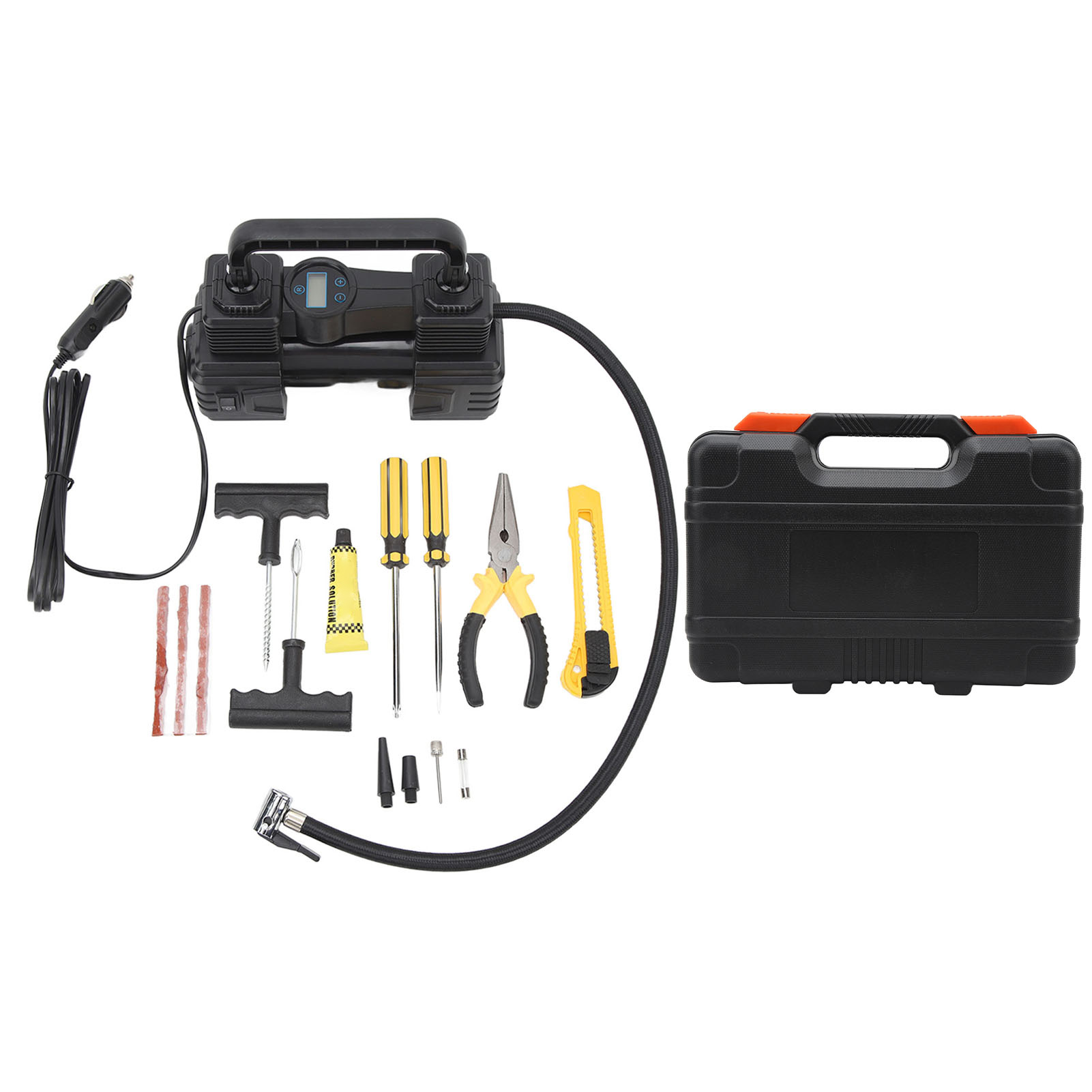 12v 150psi Doppelzylinder-reifenpumpe, Hochleistungs-autoluftkompressor Mit Led-licht.