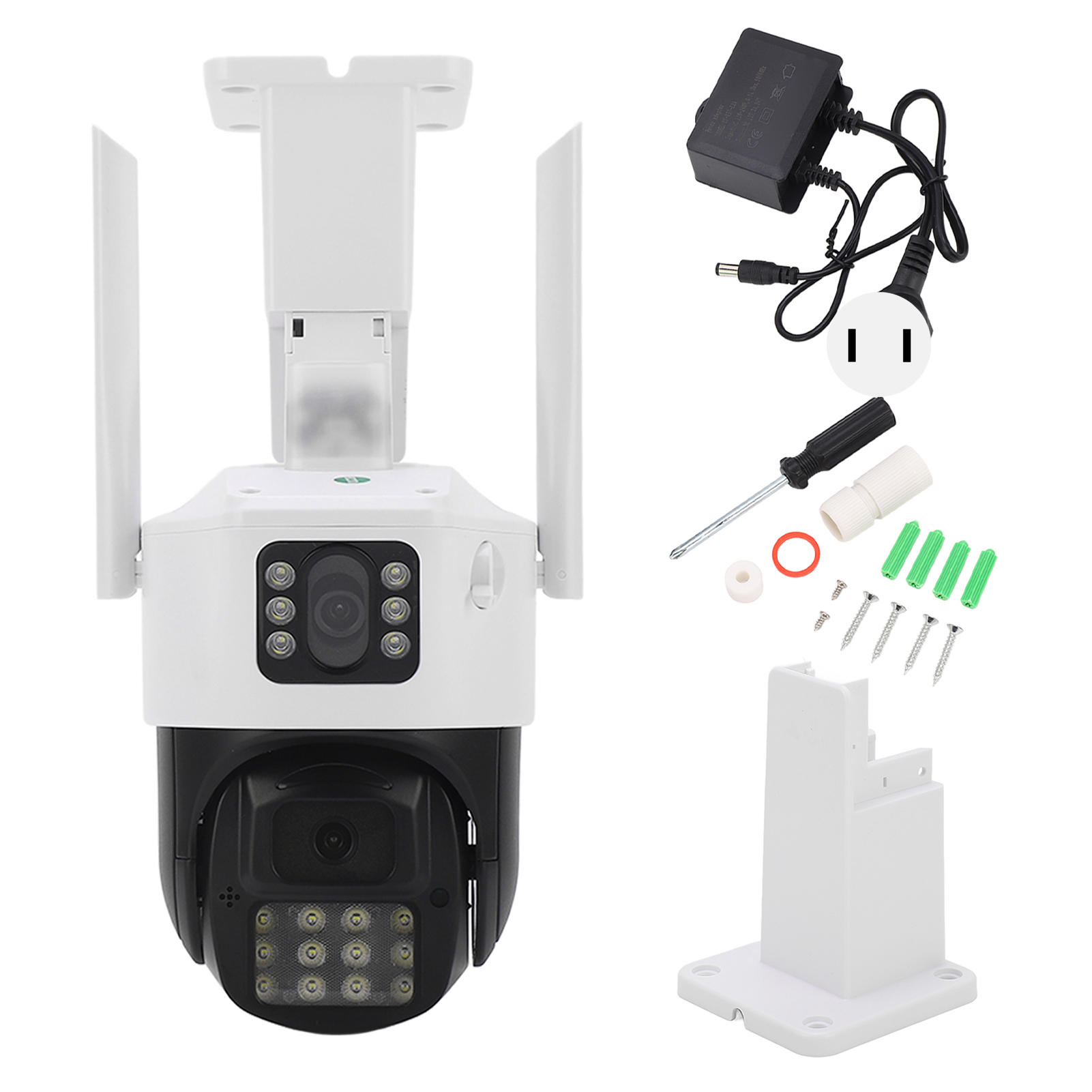 5-mp-hd-wlan-überwachungskamera Für Den Außenbereich Mit Dual-objektiv, Ip66 Wasserdicht, Bewegungserkennung, 110–240 V, Us-stecker