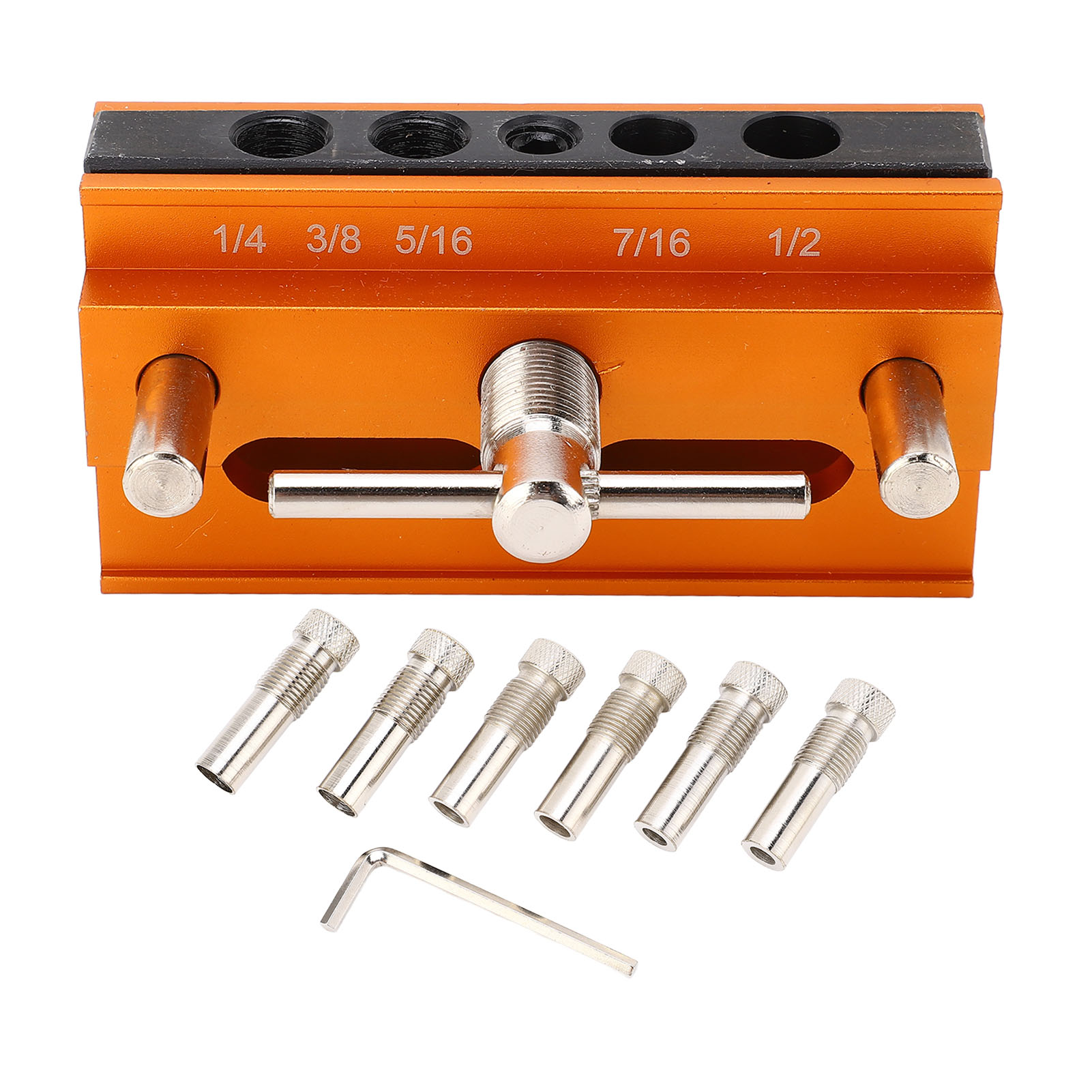 Automatischer Zentriersatz Aus Orange Eloxiertem Aluminium, 4 Löcher, Bohrpositionierer Für Die Holzbearbeitung