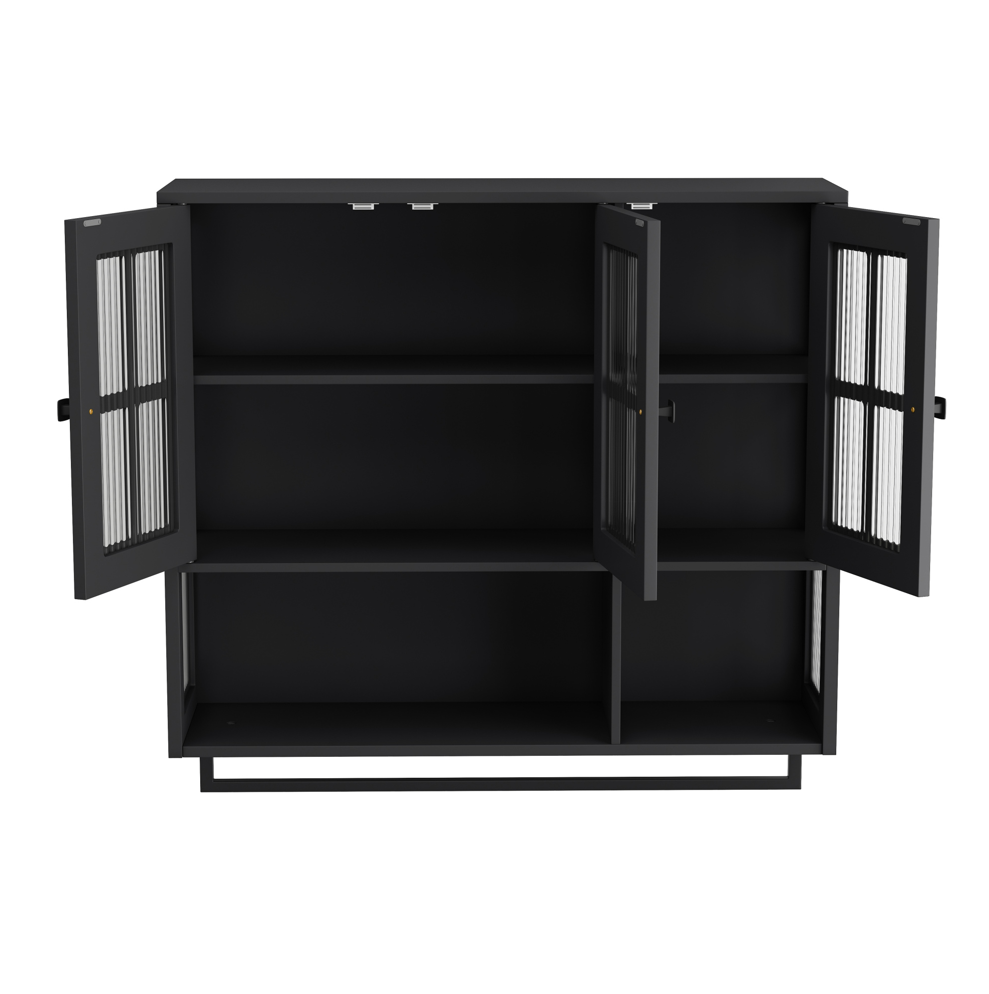 Hängender Badezimmerschrank Mit 3 Türen Aus Mdf In Schwarz Mit Hartglas Und Handtuchhalter