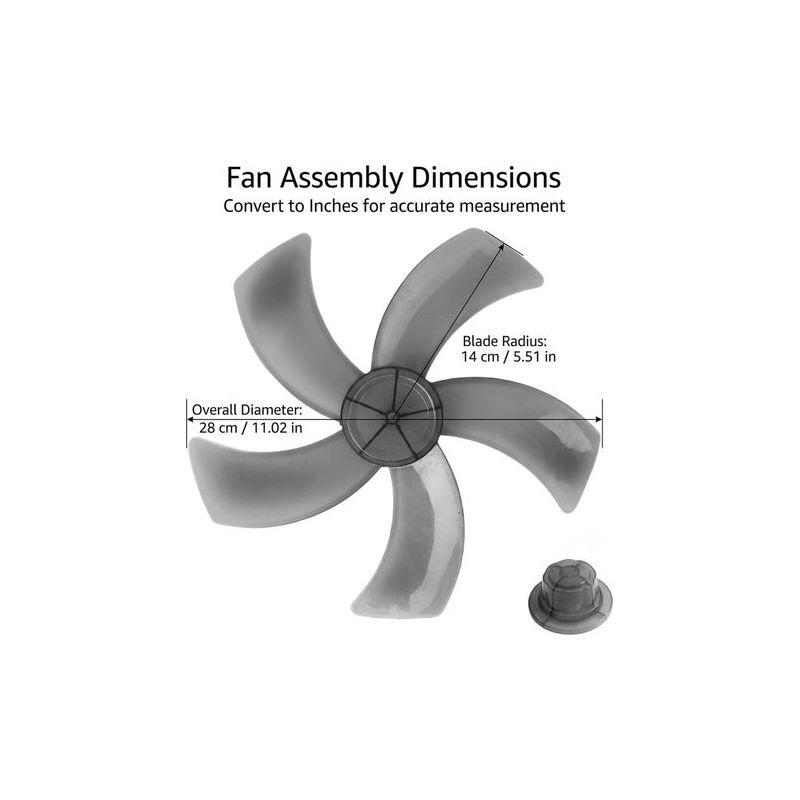 Ersatz-ventilatorflügel (5 Flügel) 30 Cm (12 Zoll) Geräuscharm Für Stand-, Tisch- Und Wandventilatoren, Transparent Schwarz.