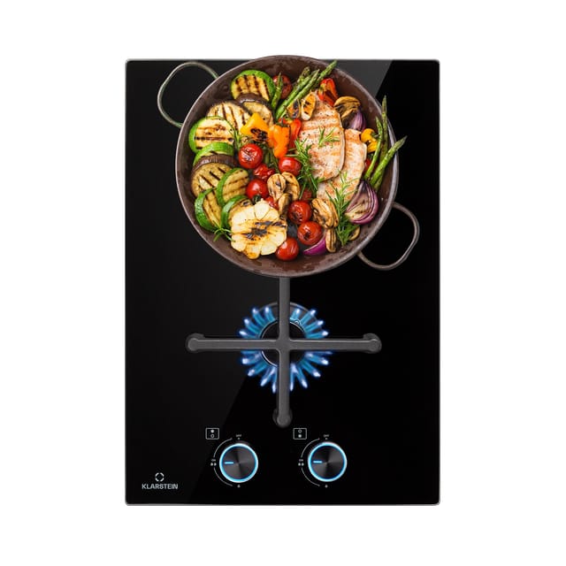 Klarstein - Gaskocher 2-Flammig, 4000W Einbau-Gaskocher für Innenbereich, Edelstahl-Gaskocher für Wohnmobil, 2-Flammiger Gaskocher, Zwei Brenner