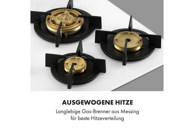 Klarstein - Gasherd, Gaskochfeld 5 Flammen, Einbau-Gaskocher für Zuhause & Wohnmobil, Campingkocher mit Glasplatte, Gasherd für Propan- und Erdgas,