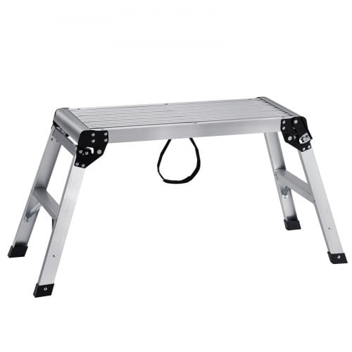 Mophorn - Vevor Alu Arbeitsplattform Klappwerkbank 76x30x50,8cm Arbeitsbühne 150 Kg Tragfähigkeit Trittbank Mit Sicherheitsschlössern Trittleiter Für Zuhause Büro Werkstatt & Garage Silber