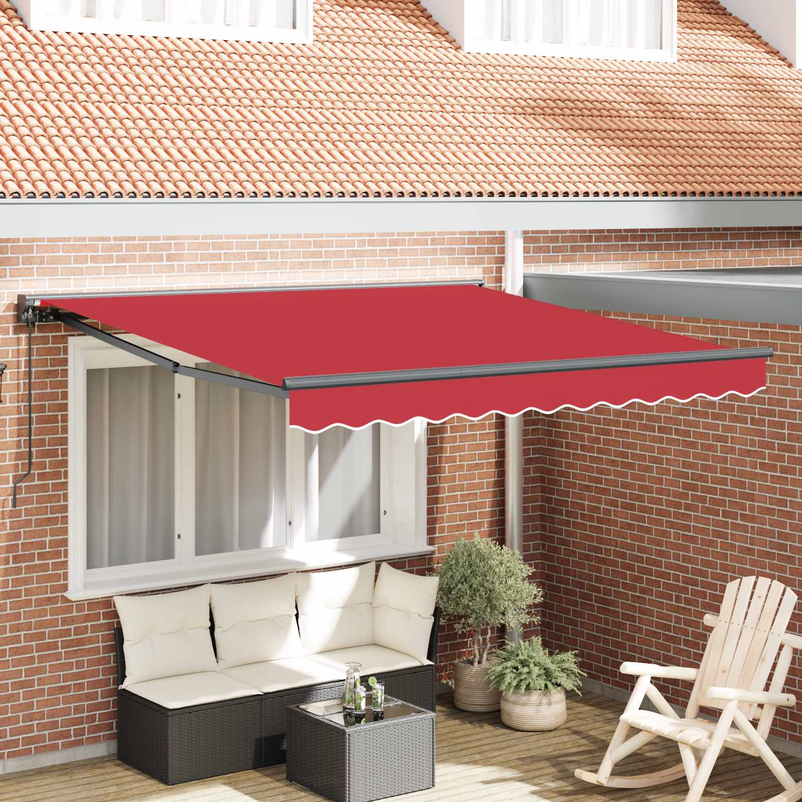 Vidaxl Cadre D'Auvent Rouge 300 X 250 Cm Polyester Avec Revêtement Pu