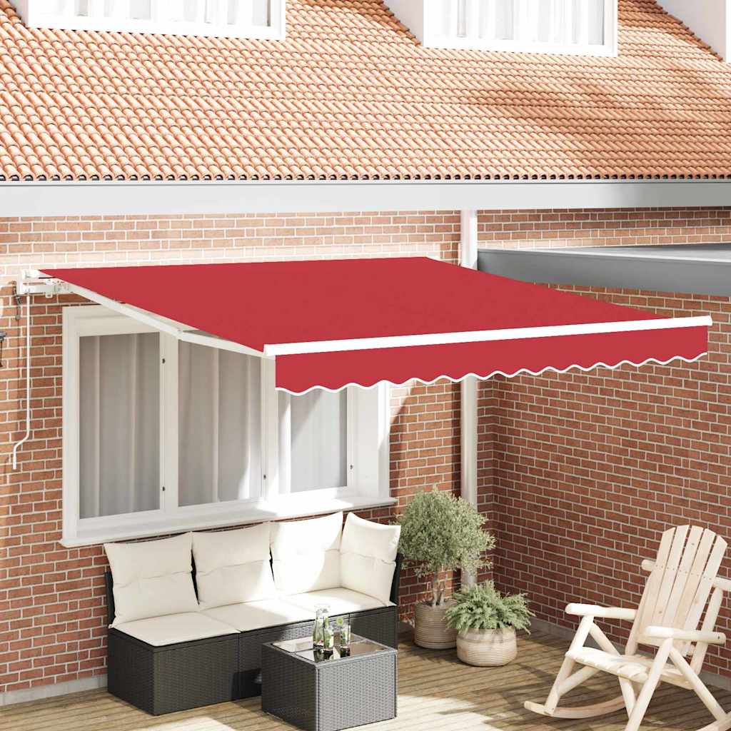 Vidaxl Auvent Rétractable Rouge 300 X 250 Cm Tissu Et Aluminium