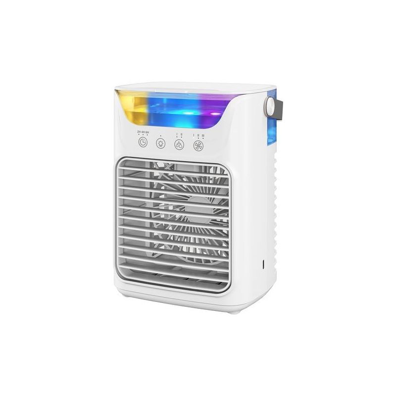 Tragbare Klimaanlage, 4-in-1 Mini-luftkühler, 3 Geschwindigkeitsstufen, 2 Vernebelungsmodi, 7 Rgb-led-beleuchtung, Weiß