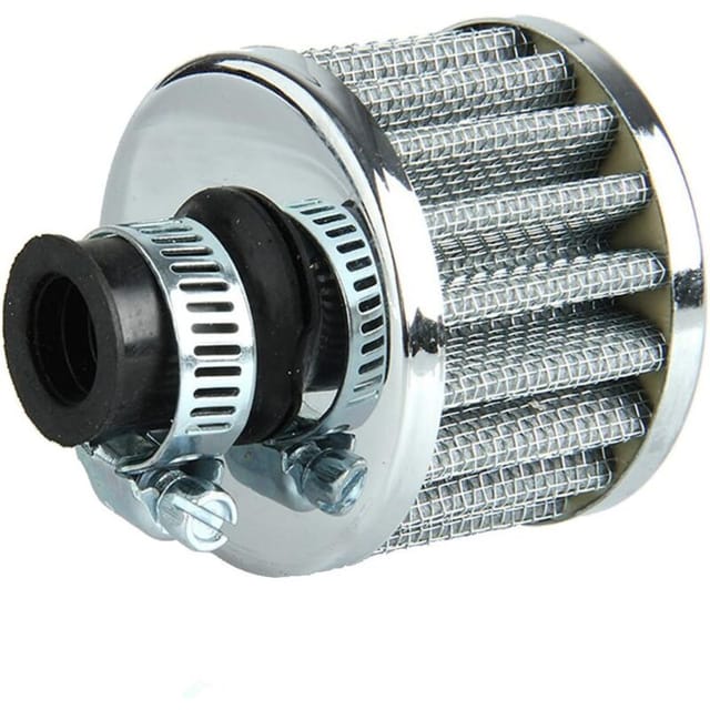 Kaltluftfilter Kurbelgehäuseentlüftung Turbolüfter 12MM Mini Silber für Auto Motorrad (Silber)