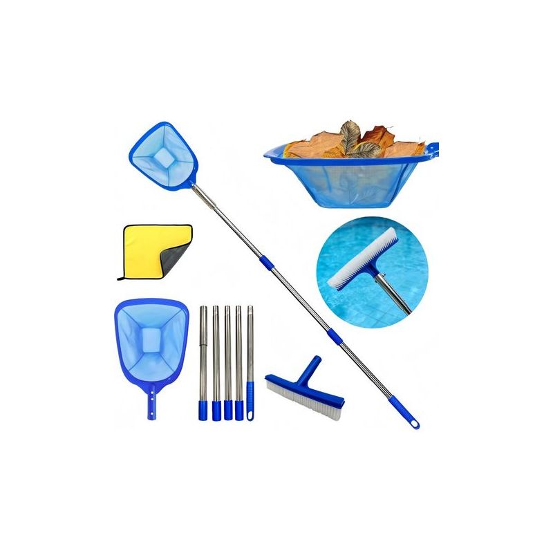 3-teiliges Poolreinigungsset (145 Cm) – Bürste, Laubkescher Und Fleckenentfernerbürste, Ideal Für Aufstell- Und Einbaupools