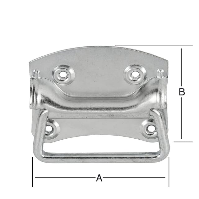 Kistengriff mit Platte, L100mm, B80mm S1,5mm,Griff, Durchmesser 7,5mm Stahl - Vormann