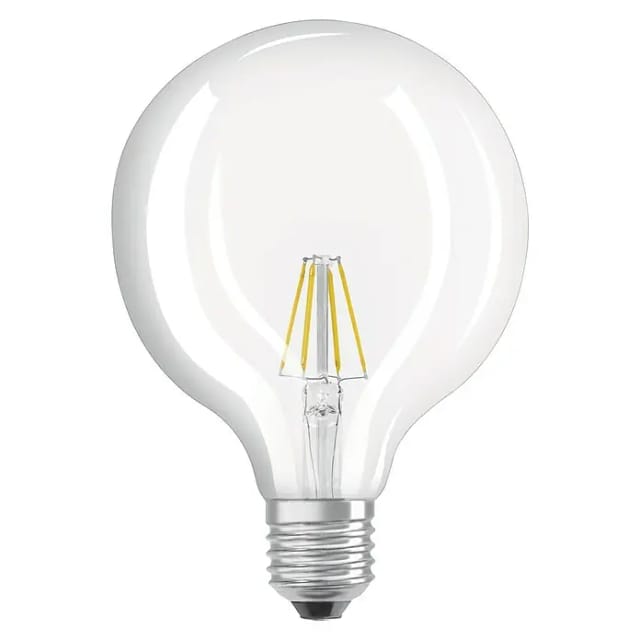 Osram - LED-Lampen, klassische Ballform, 60 Watts Ersatz, E27, G125, 2700 Kelvin, Warm weiß, Klares Glas, single Pack