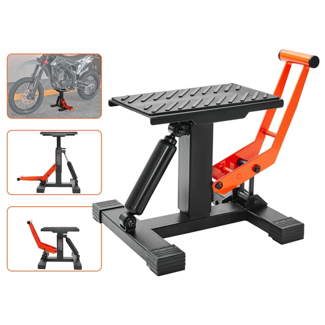 Motorradheber Motorradhebebühne 200 Kg, Montageständer Montagebock Heber Montagelift 255-460 Mm Einstellbare Höhe, 0–120 Mm Bühne Stahl Reparatur Wartung Für Motorräder Orange + Schwarz - Vevor