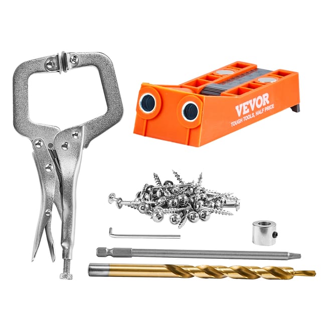 50 Tlg. Pocket Hole Jig Kit Doppeltaschenloch Mit Vierkantantriebsbit & C-klemmen, Dübelhilfe Bohrlehre Zum Bohren Von Taschenlöchern Und Schräglöchern, Bohrhilfe Für Holzbearbeitung - Vevor