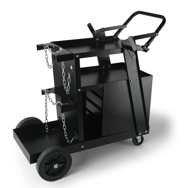 Schweißwagen 2 Ablageflächen Mit 4 Schubladen Schweißmobil Max. 100-120kg Wagen Für Schweßgeräte Mit 2 Gasflaschenhalterung Ideal Für Handschweißen Schutzgasschweißen Argon-lichtbogenschweißen - Vevor