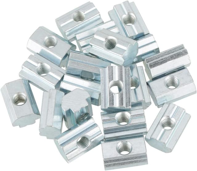 Memkey - 20 Stück Standard-Gleitmutter aus verzinktem Kohlenstoffstahl T-Gleitmutter für Aluminiumprofilzubehör(T Nut Typ 40 M8)